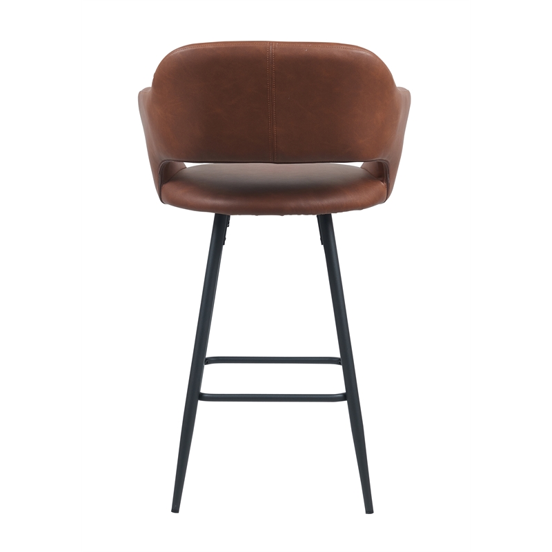 Camarda Faux Leather Counter Stool  (Set of 2) With Footrest In Brown