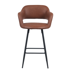 Camarda Faux Leather Counter Stool  (Set of 2) With Footrest In Brown