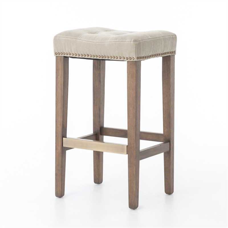Houston Fabric Armless Wood Frame Pub-Height Bar Stool 26