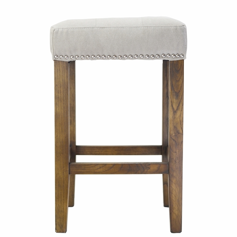 Houston Fabric Armless Wood Frame Pub-Height Bar Stool 26