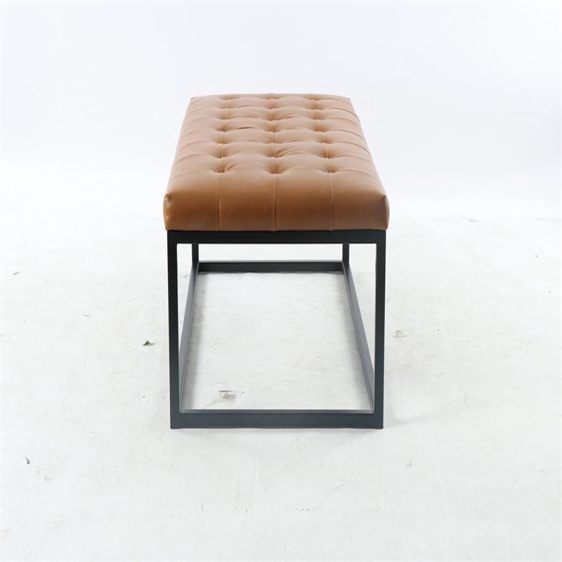 Bende 47'' Wide Faux Leather Tufted Rectangle Cocktail Ottoman In Tan