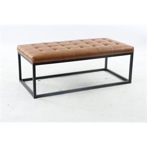 Bende 47'' Wide Faux Leather Tufted Rectangle Cocktail Ottoman In Tan
