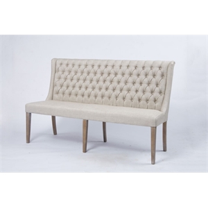Tapscotte Fabric Tufted Wood leg Dining chair in Beige