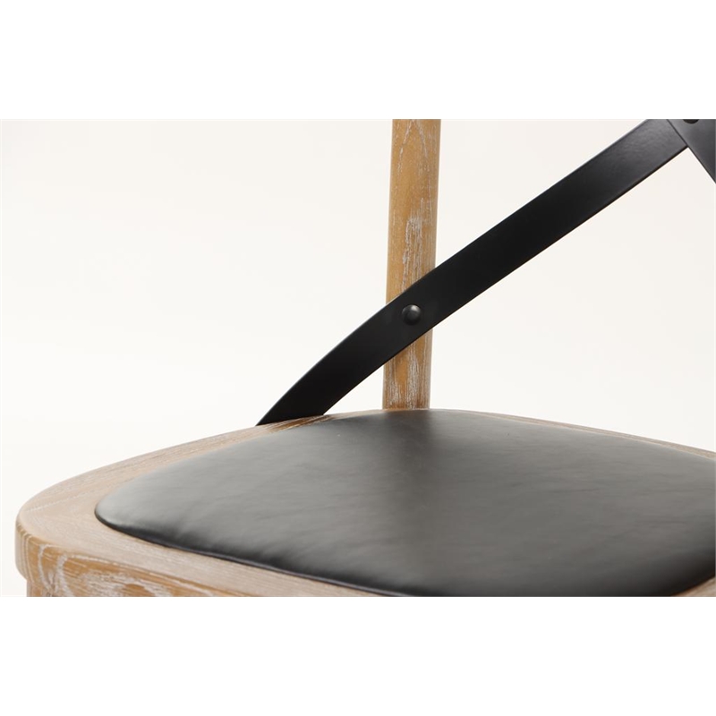 Scher Cross back and Faux leather Seat Side Dining Chair (Set of 2) In Brown