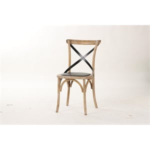 Scher Cross back and Faux leather Seat Side Dining Chair (Set of 2) In Brown