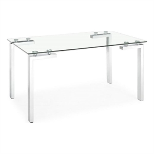 Elodie Modern Clear Glass Dining Table With silver Metal Legs