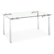 Elodie Modern Clear Glass Dining Table With silver Metal Legs