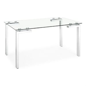 Sienna Clear Tampered Glass 50'' Dining Table With Silver Metal legs