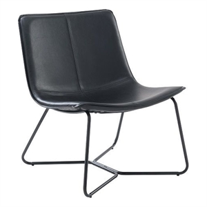 Francesca Comfortable Faux Leather Side Lounge Chair in Black