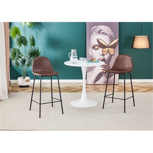 Rosana Upholstered Faux Leather Bucket Seat Bar stool In Brown (Set of 2)