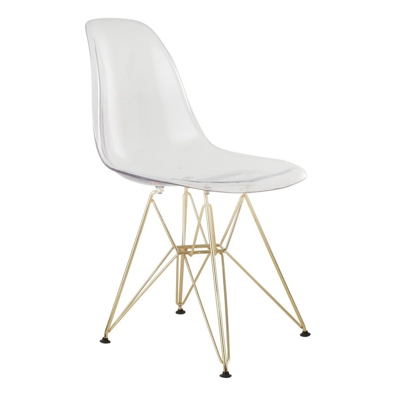 Leonora Acrylic Eiffel-Style Dining Chair With Gold Base In Clear (Set of 4)