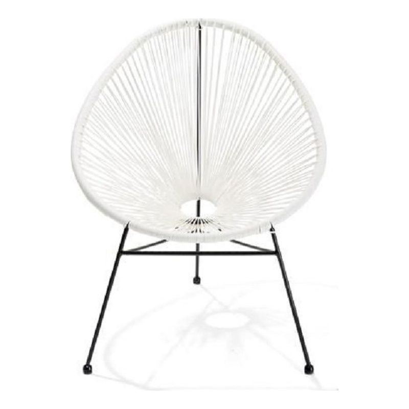 Outdoor Vinyl Acapulco Patio Chair With Black Frame In White
