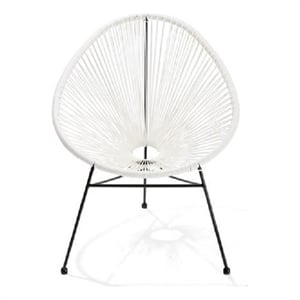 Outdoor Vinyl Acapulco Patio Chair With Black Frame In White