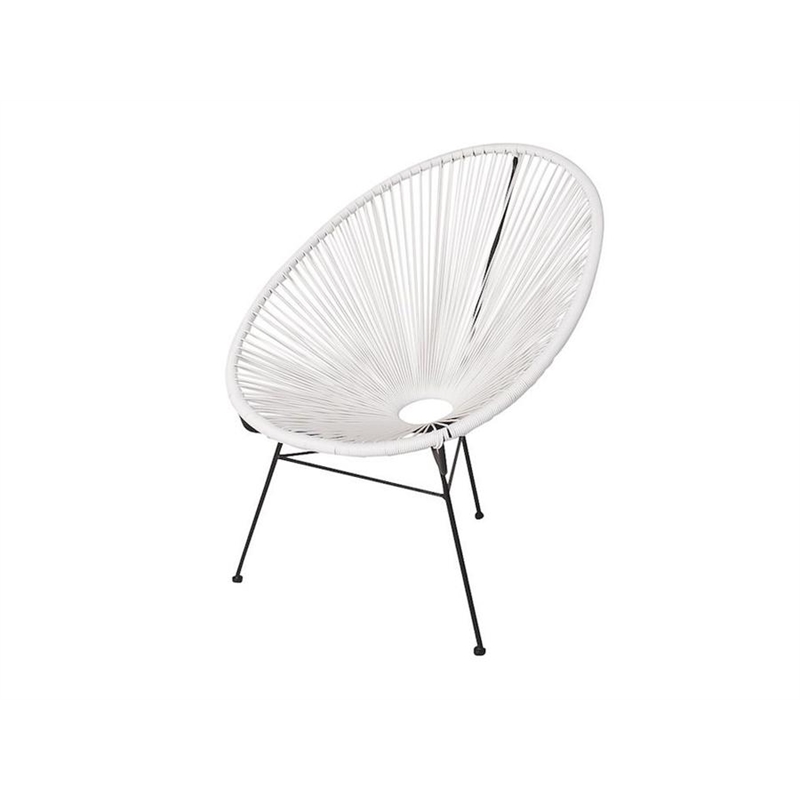 Outdoor Vinyl Acapulco Patio Chair With Black Frame In White