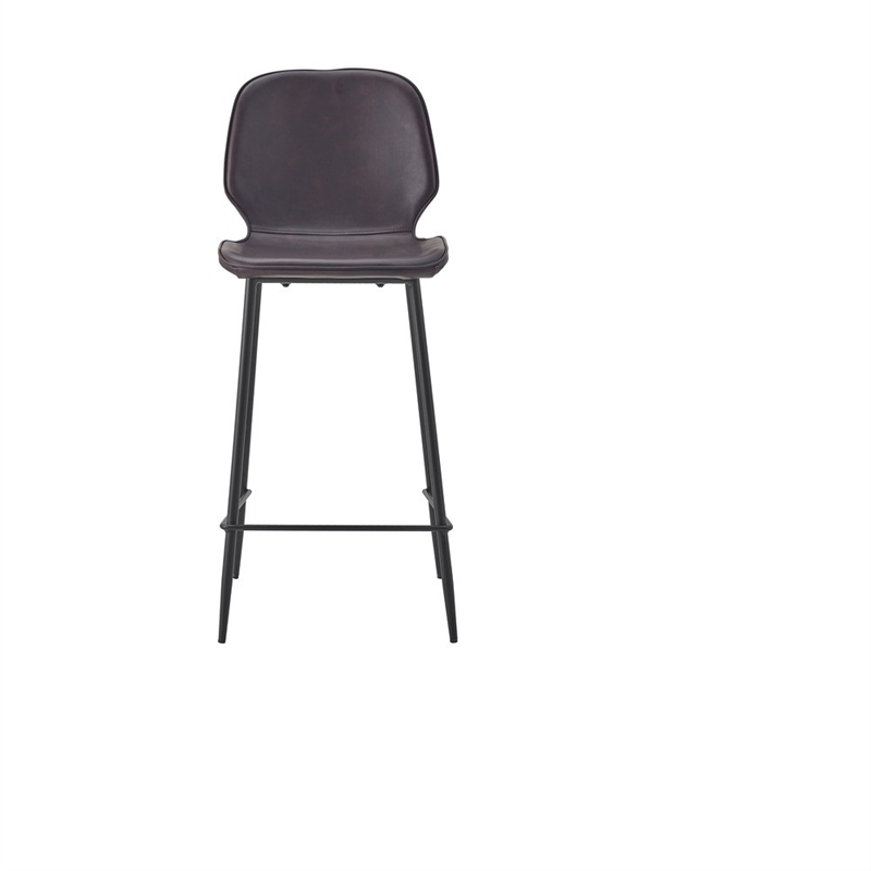 Ariella 29'' Faux Leather Bar Stool With Side Design In Brown ( Set of 2)