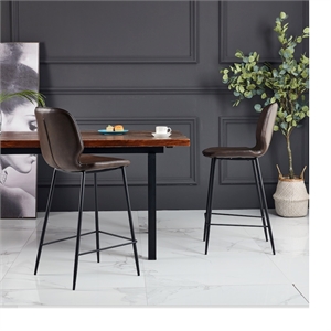 Ariella 29'' Faux Leather Bar Stool With Side Design In Brown ( Set of 2)