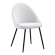 Lara Boucle Fabric Upholstered Dining Chair With Black legs In White (Set of 2)