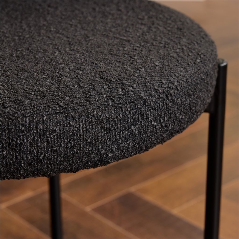 Helena Boucle Fabric Upholstered Dining Chair In Black (Set of 2)