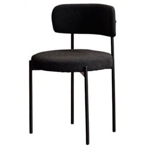 Helena Boucle Fabric Upholstered Dining Chair In Black (Set of 2)