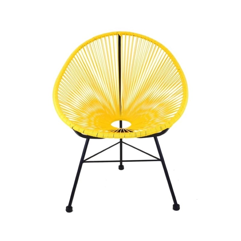 Outdoor Vinyl Acapulco Patio Chair With Black Frame In Yellow