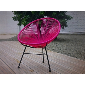 Outdoor Vinyl Acapulco Patio Chair With Black Frame In Pink