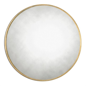 Mansfield 60&quot Oversize Round Gold Metal Wall Mirror