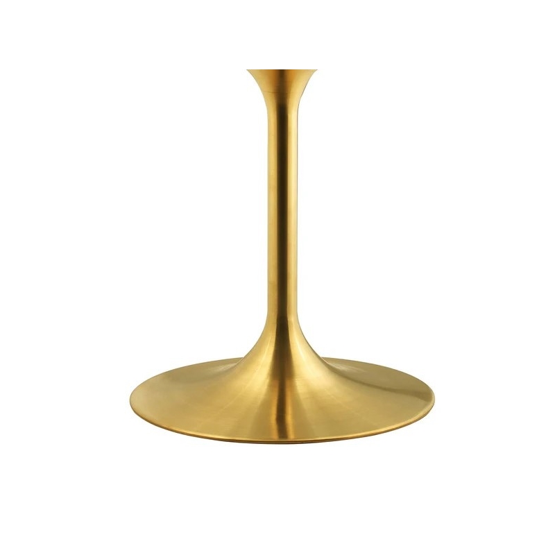 Lippa Tulip Round Marble Dining Table With Gold Base In Grey White