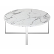 Rosi Chrome Base Coffee Table With Marble Round Top In Grey White