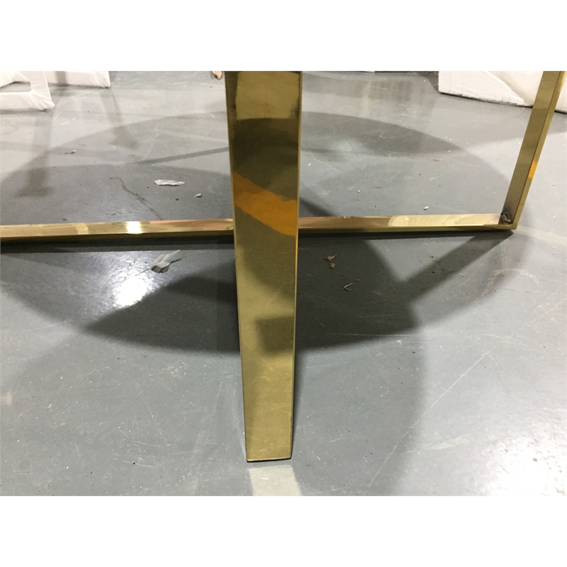 Rosi Gold Base Coffee Table With Marble Round Top In Black Gold