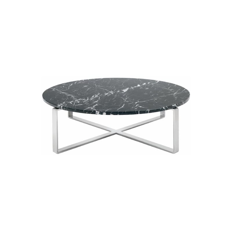 Rosi Chrome Cross leg Coffee Table With Marble Round Top In Black Chrome