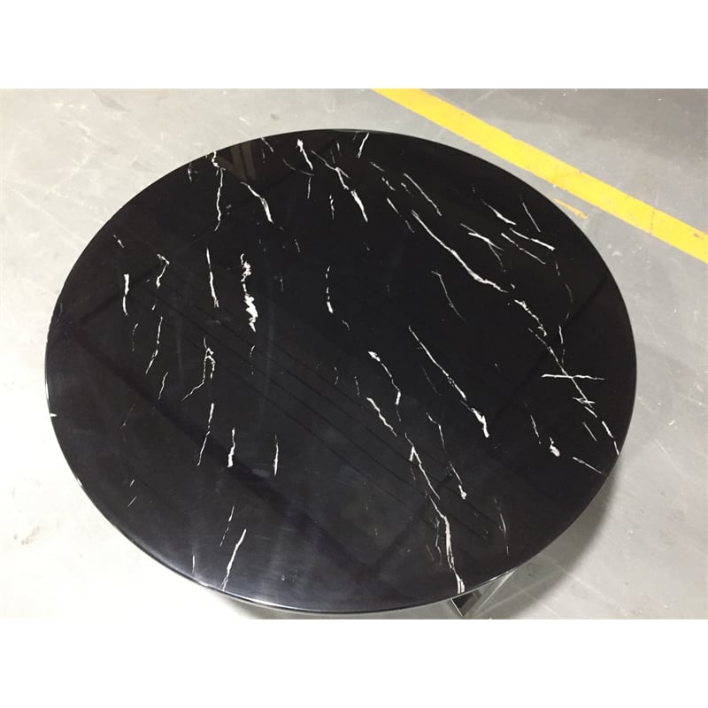 Rosi Chrome Cross leg Coffee Table With Marble Round Top In Black Chrome