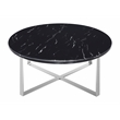 Rosi Chrome Cross leg Coffee Table With Marble Round Top In Black Chrome