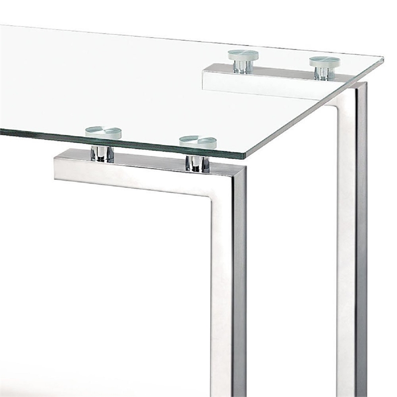 Roca Clear Rectangle Glass Top Dining Table With Chrome Metal Base