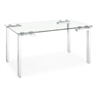 Roca Clear Rectangle Glass Top Dining Table With Chrome Metal Base