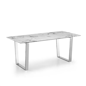 Brookville 60&quot Rectangle Marble Pattern Dining Table in Grey white