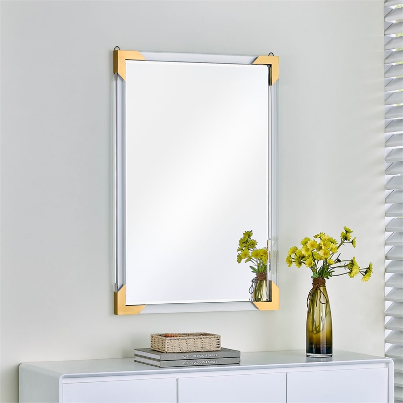 Plata Import Malik Acrylic Gold Rectangular Wall Mirror