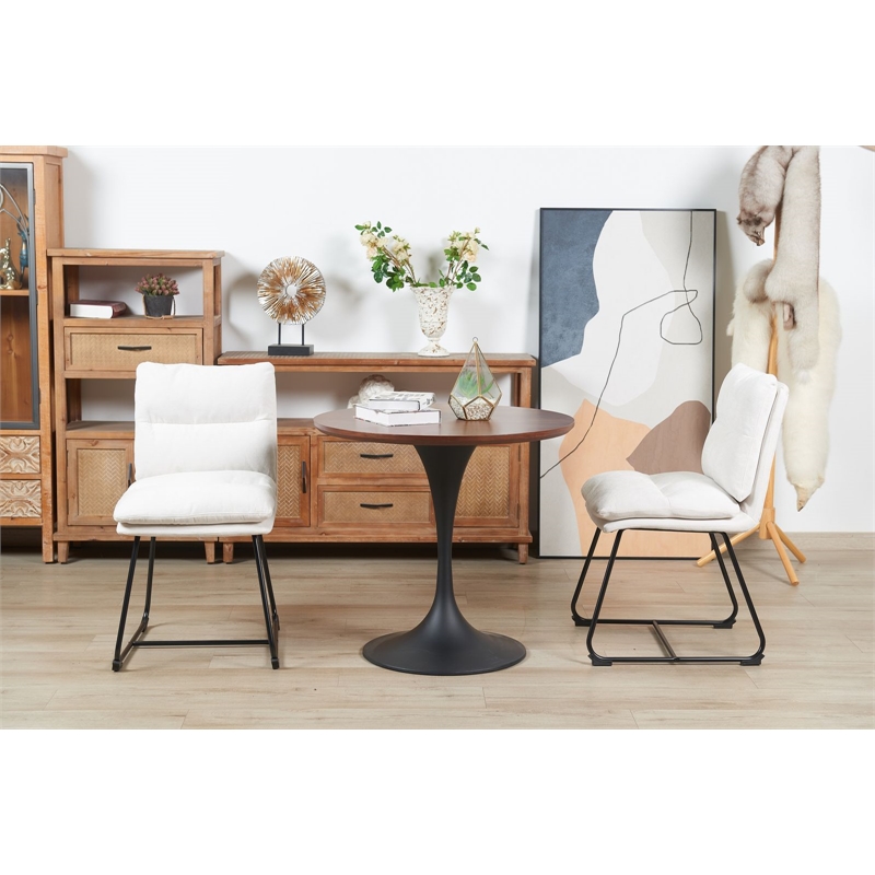 Plata Import Marlow Dining Chair in White Fabric (Set of 2)