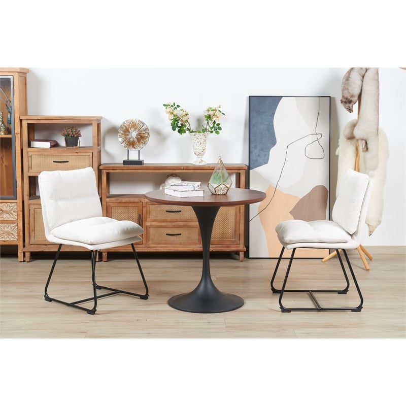 Plata Import Marlow Dining Chair in White Fabric (Set of 2)