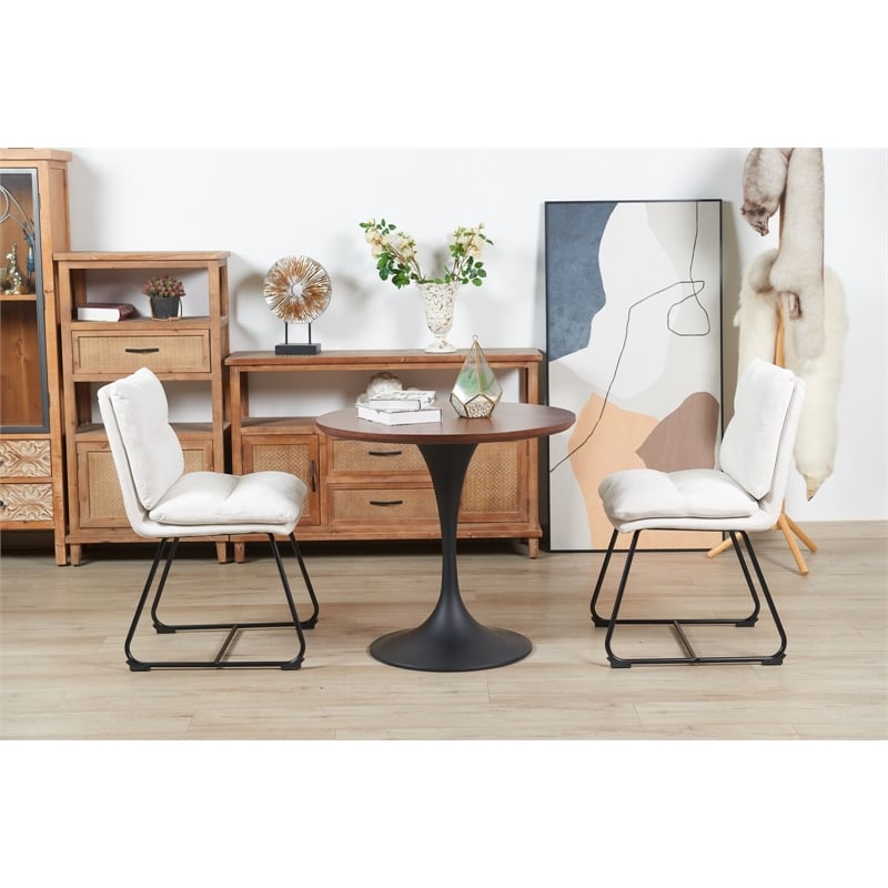 Plata Import Marlow Dining Chair in White Fabric (Set of 2)