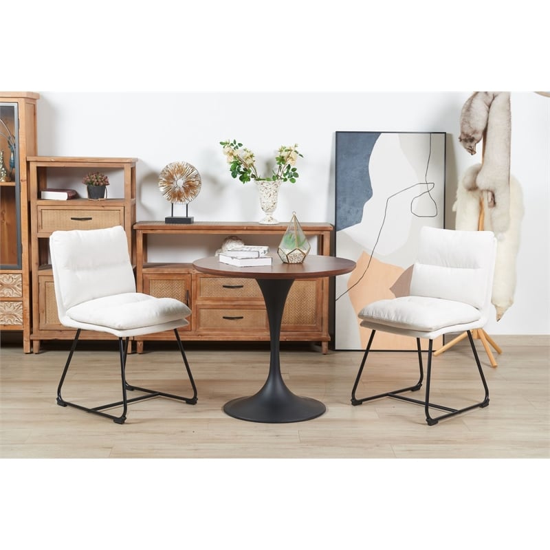Plata Import Marlow Dining Chair in White Fabric (Set of 2)