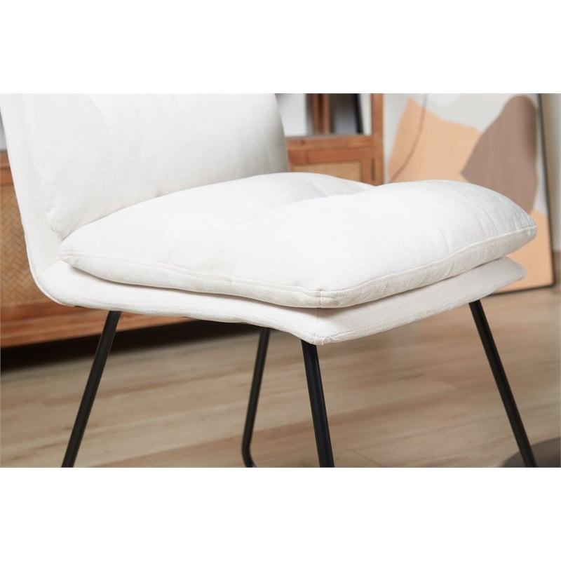 Plata Import Marlow Dining Chair in White Fabric (Set of 2)