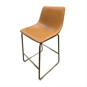 Plata Import Faux Leather Tan & Gold Counter Stool 26&quot (Set of 2)