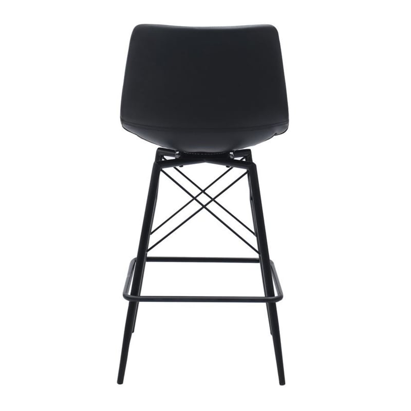 Axis Modern Swivel Counter Stools - Black Faux Leather Upholstery (Set of 2)