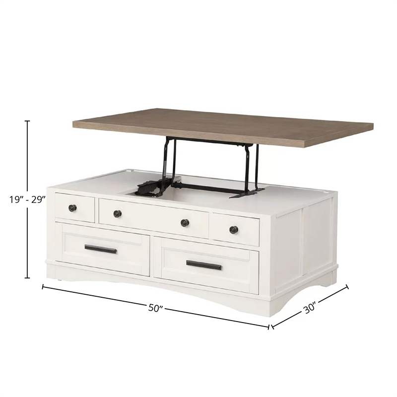 Parker House Americana Modern Wood Cocktail Table with Lift Top in White Finish