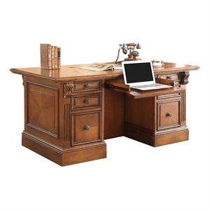 parker house huntington traditional wood double pedestal executive desk in brown