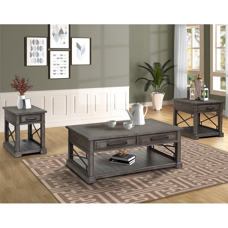 Parker House Sundance Wood Cocktail Table in Smokey Gray Finish