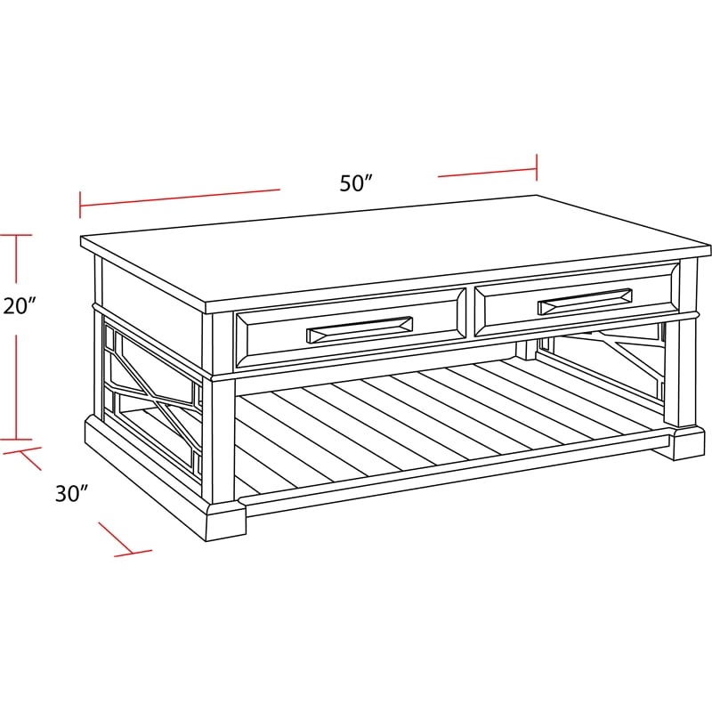 Parker House Sundance Wood Cocktail Table in Smokey Gray Finish