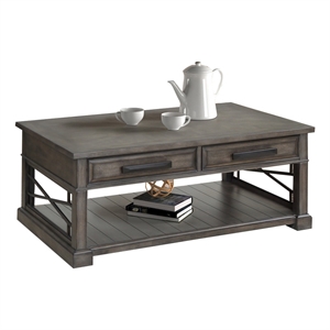 parker house sundance wood cocktail table in smokey gray finish