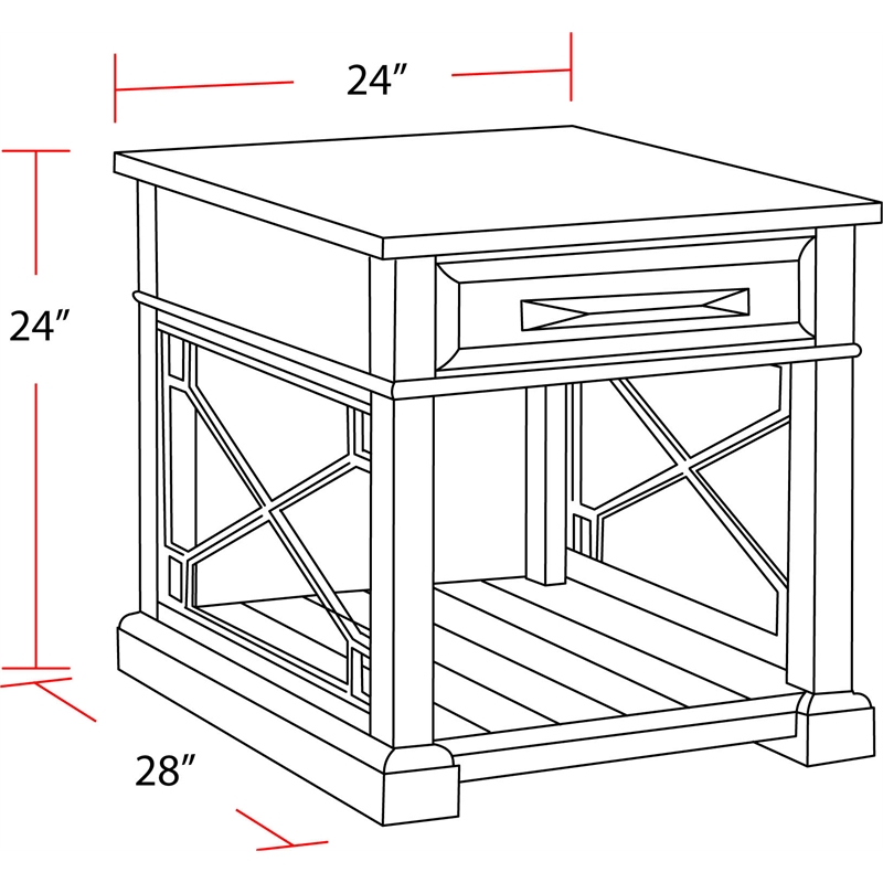 Parker House End Table Nightstand Bedside Square in Wood - Gray
