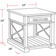 Parker House End Table Nightstand Bedside Square in Wood - Gray